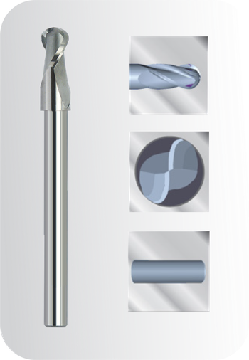 Foto FRESA ESFERICA METAL DURO 2C COM CANAL CURTO 50° E HASTE SLIM